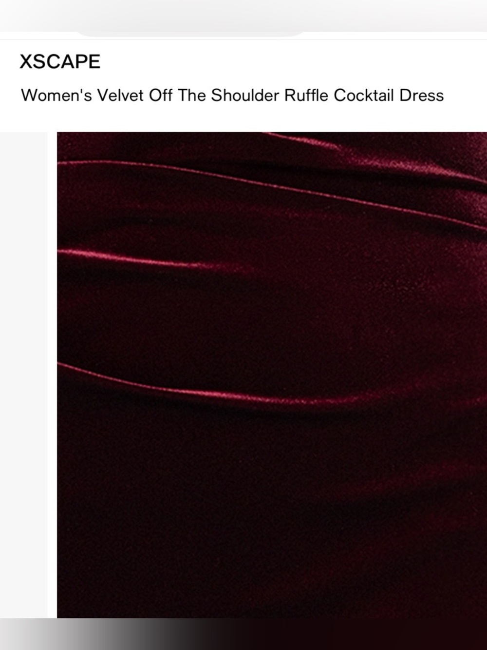 Xscape One-Shoulder Ruffle Velvet Sheath Dress - Burgundy - Picture 5 of 6
